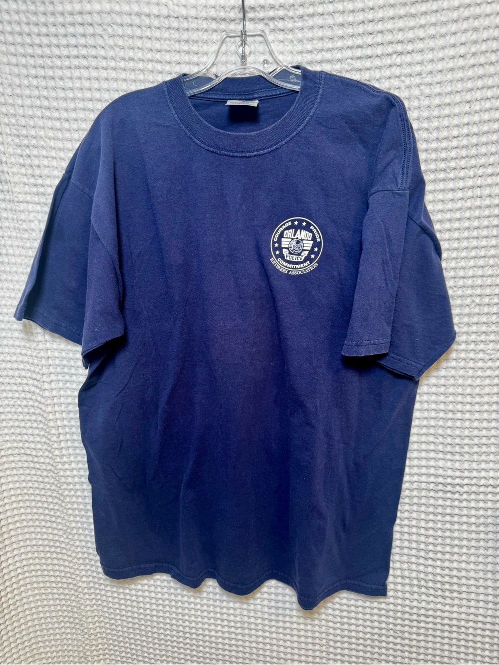 Vintage Navy Blue Heavyweight Cotton Police Retiree Graphic T-Shirt, Size XL